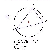 m∠ CDE=75°
widehat CE= ?"