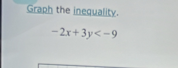 Graph the inequality.
-2x+3y