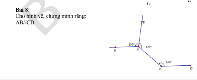 Cho hình vẽ, chứng minh rằng:
AB//CD