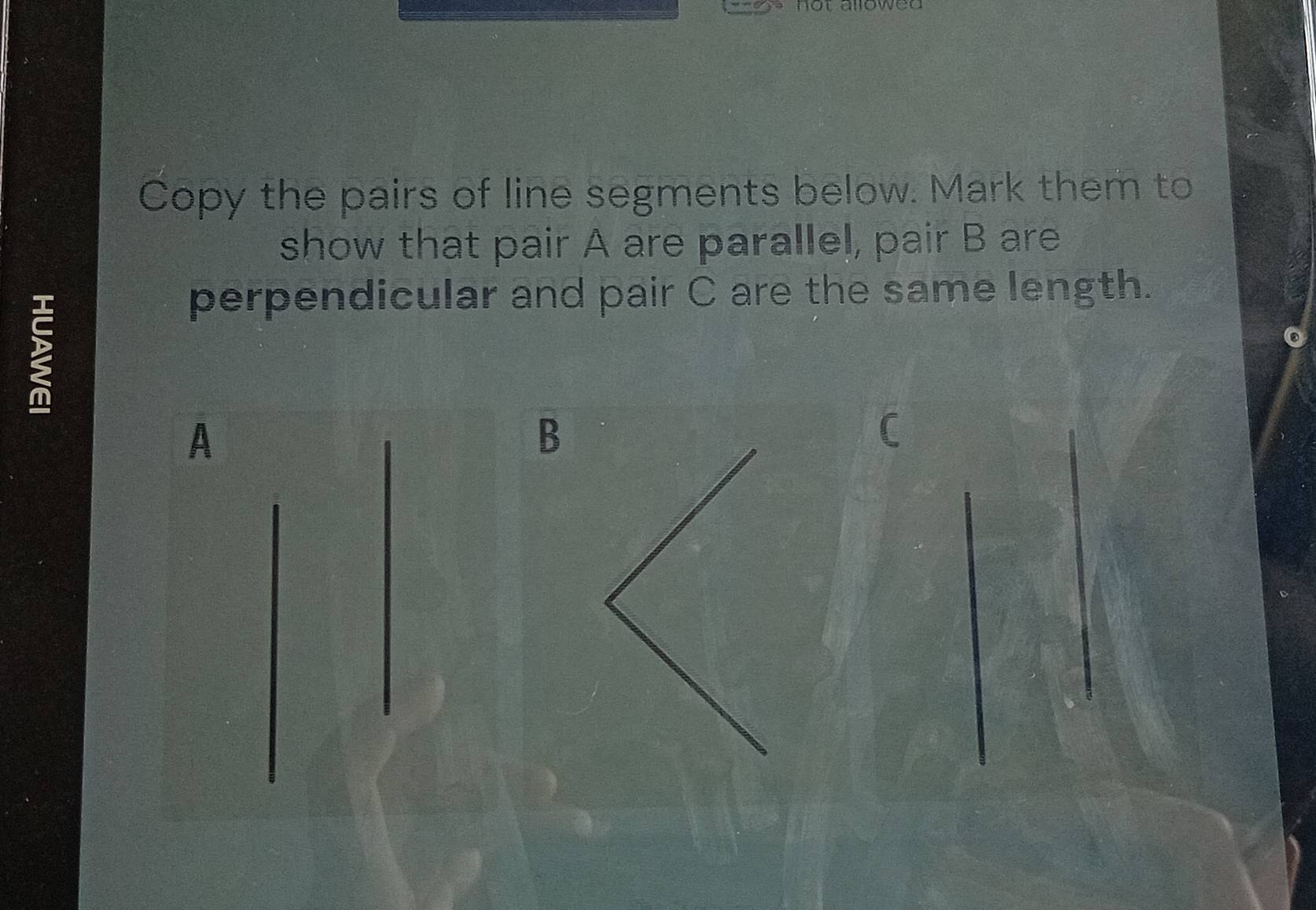 Solved: Copy the pairs of line segments below. Mark them to show that ...