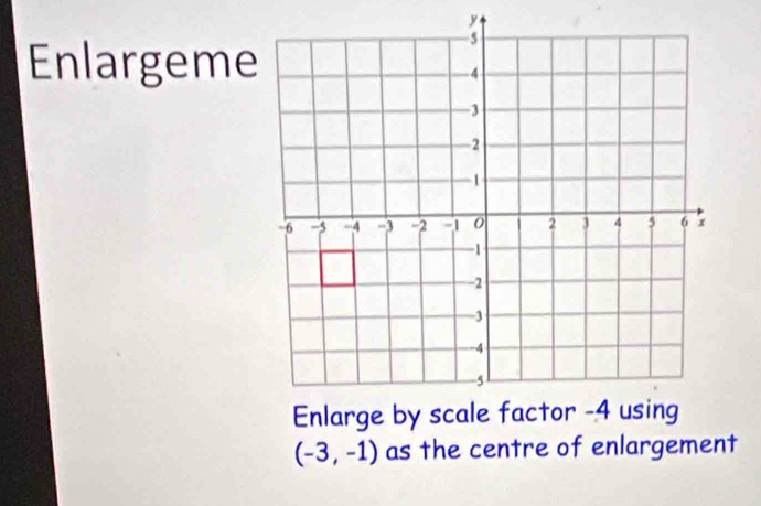 y
Enlargeme
(-3,-1) as the centre of enlargement