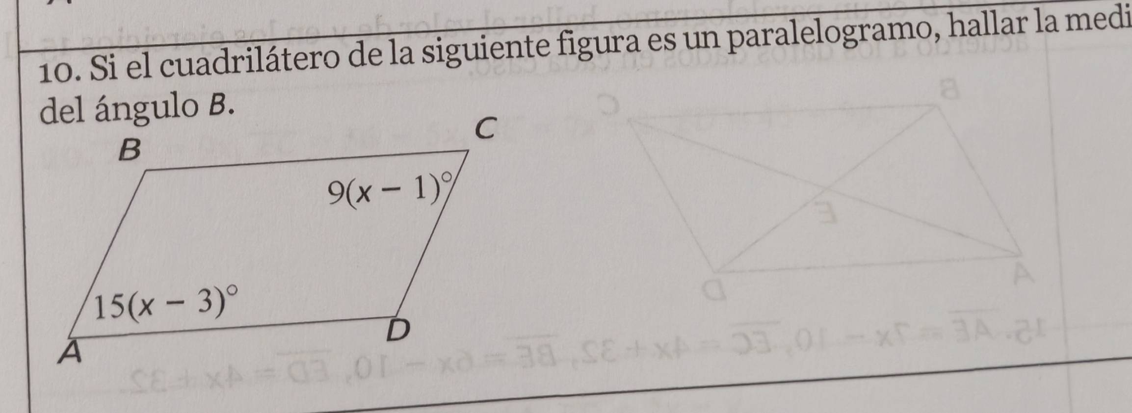 Si el cuadrilátero de la siguiente figura es un paralelogramo, hallar la medi