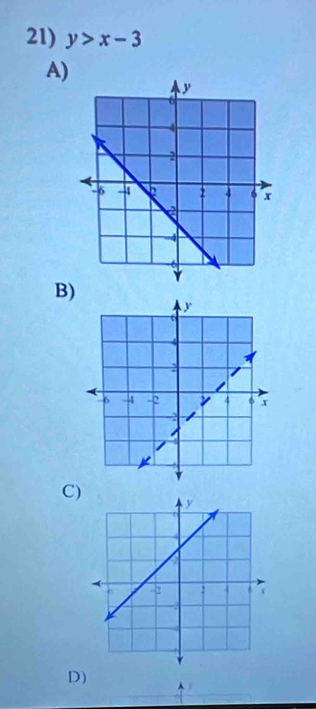 y>x-3
A) 
B) 
C) 
D) 
A