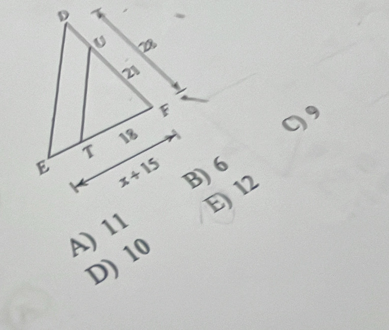 9
B) 6
E12
A) 11
D) 10