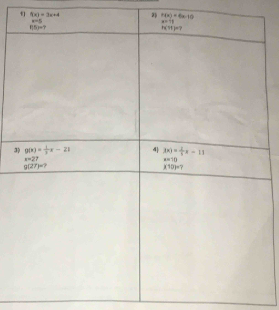 f(x)=3x+4 2) h(x)=6x-10
3