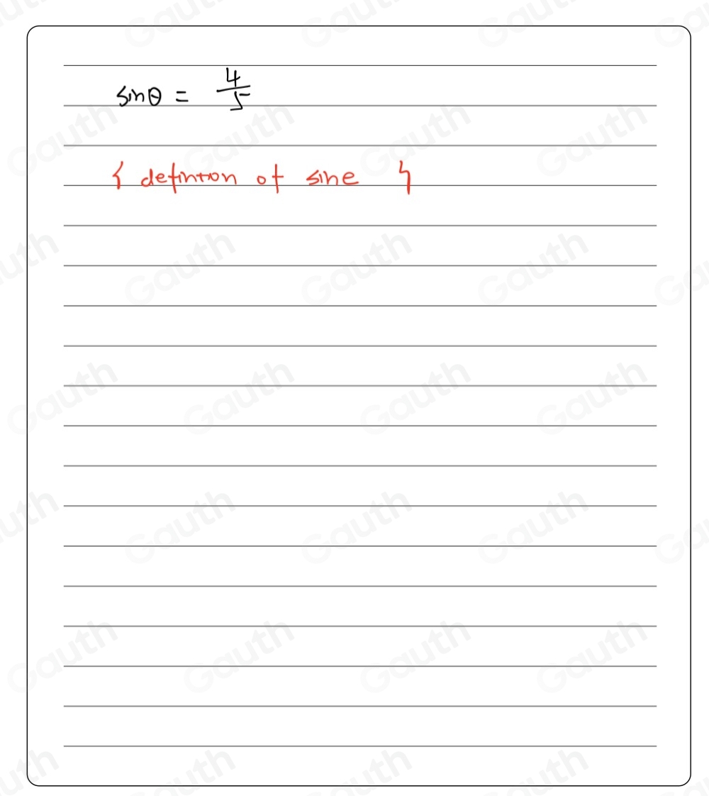 Solved: Find the sine ratio of angle 0. Clue: Use the slash symbol ...