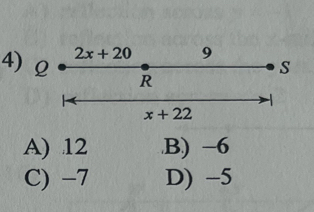 4
A) 12.B) −6
C) -7 D) -5