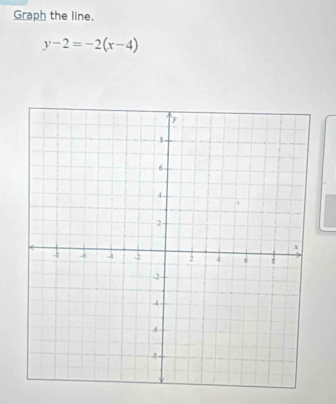 Graph the line.
y-2=-2(x-4)