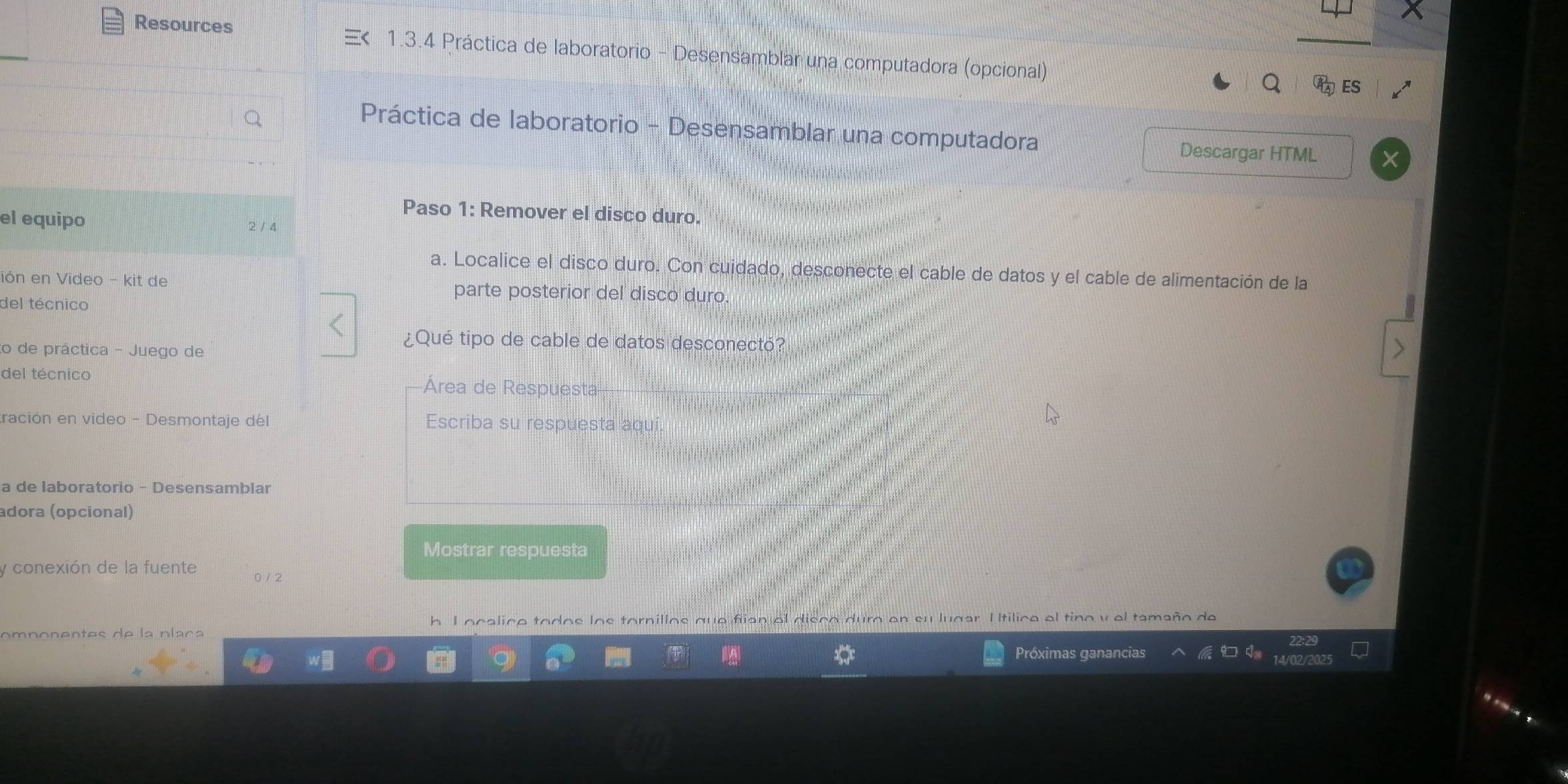 0/ 2
h I ocalice todos los tornillos que fiar el disco duro en su lugar I ltilica el tino y el tamaño de 
om n on en tes de la n la ça 
Próximas ganancias