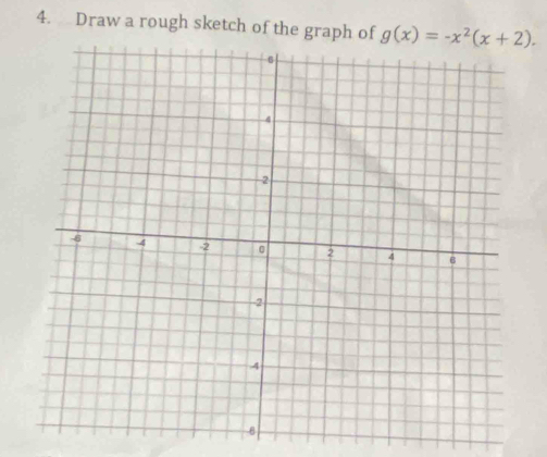 Draw a rough sketch of the graph of g(x)=-x^2(x+2).