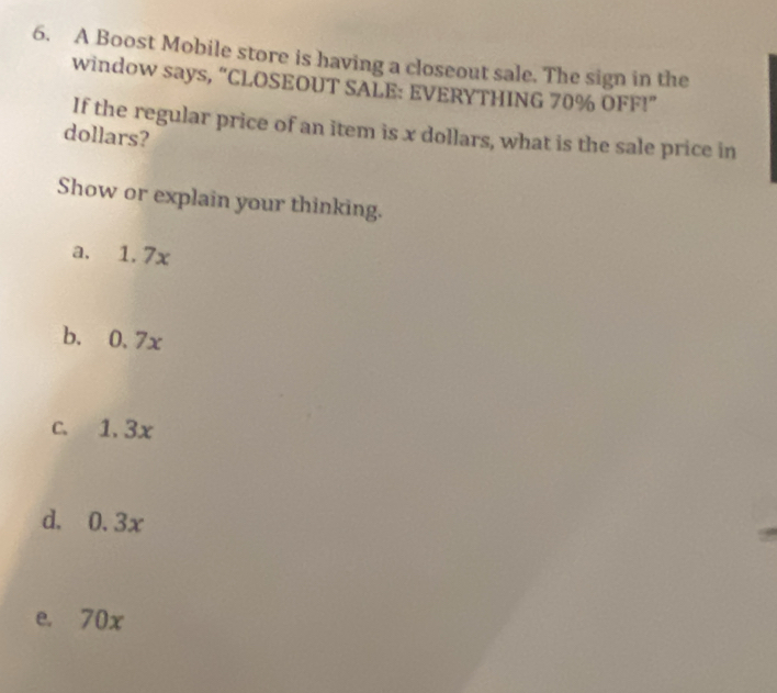 Solved: A Boost Mobile store is having a closeout sale. The sign in the ...