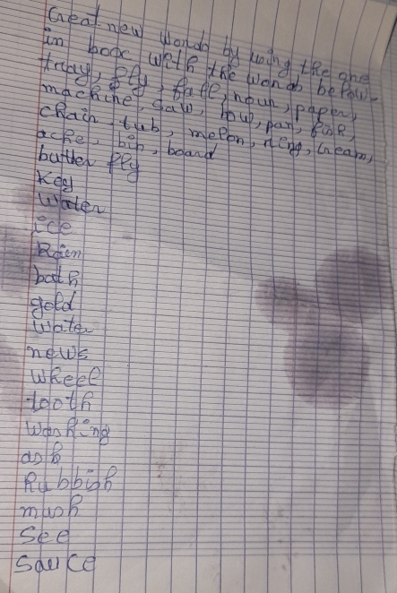 Geat new wando by uning the gne 
im boo weth the won g be fow 
< machchet gaw, bup, pan, BùR 
cRain tb, melpn, néng, (neam 
acRe, bih, boand 
bather peg 
Kee 
water 
eecle 
Rden 
bat B 
geld 
whte 
mewk 
wReee
100
Weo Bing 
Rd bbiss 
mloB 
see 
saake