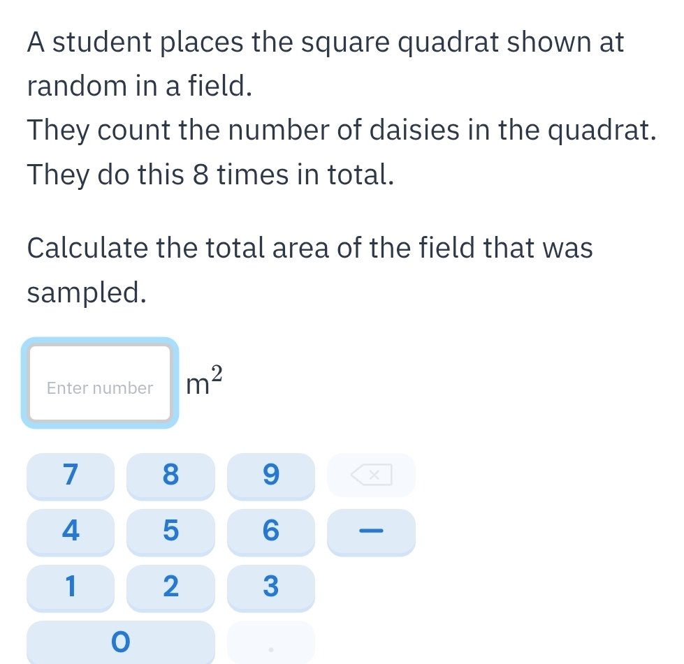 Solved: A student places the square quadrat shown at random in a field ...