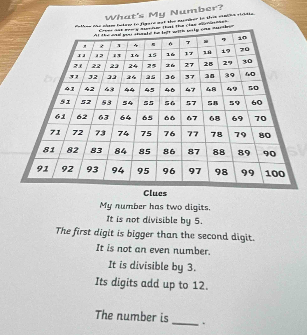 Solved: What's My Number? Follow the clues below to figure out the ...