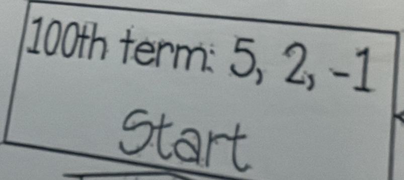 100th term: 5, 2, −1
Start