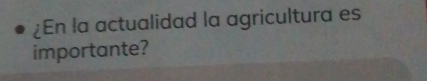 ¿En la actualidad la agricultura es 
importante?