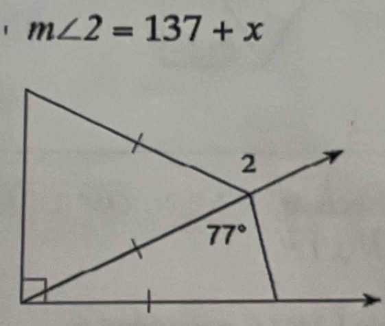 m∠ 2=137+x