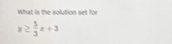 What is the solution set for
y≥  5/3 x+3