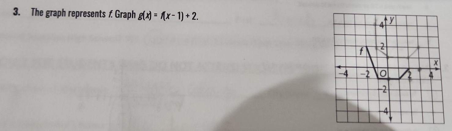 The graph represents Graph g(x)=f(x-1)+2.