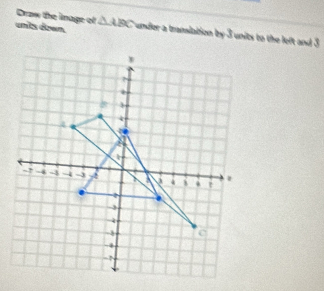 units down. 
Draw the inage of △ ABC under a translation by 3 units to the left and 3