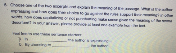 Solved: Choose one of the two excerpts and explain the meaning of the ...