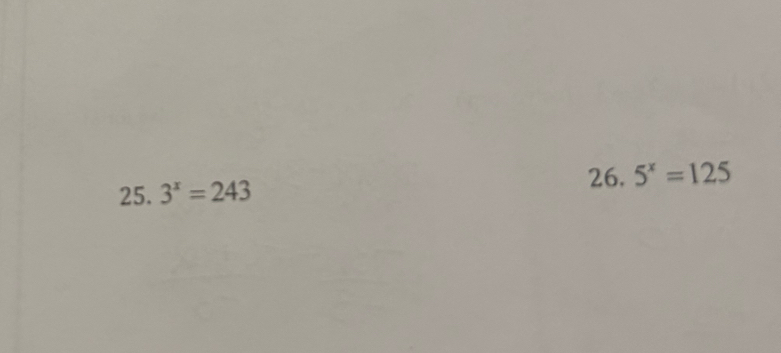 3^x=243 5^x=125