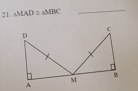 △ MAD≌ △ MBC _