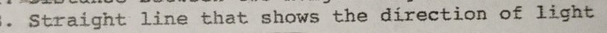 Straight line that shows the direction of light