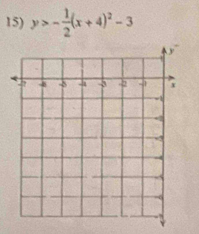 y>- 1/2 (x+4)^2-3