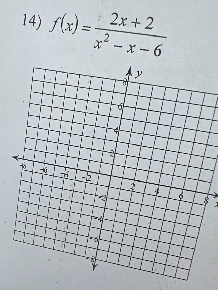 f(x)= (2x+2)/x^2-x-6 
8