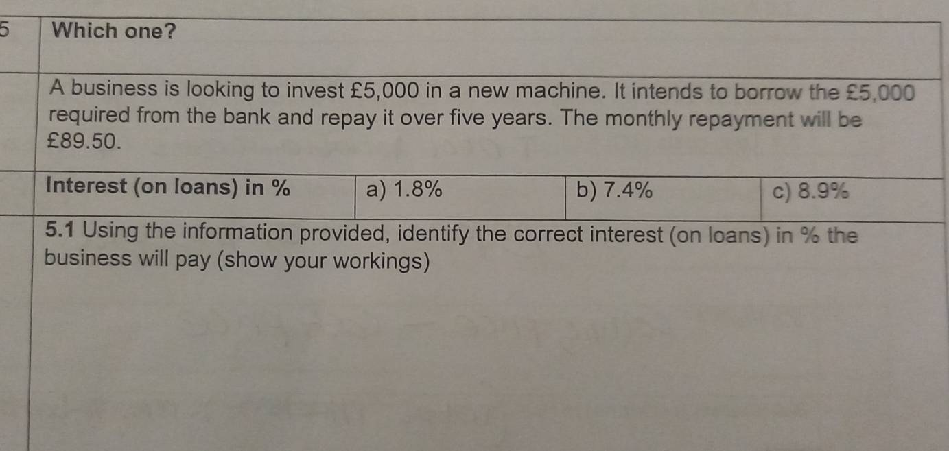 business will pay (show your workings)