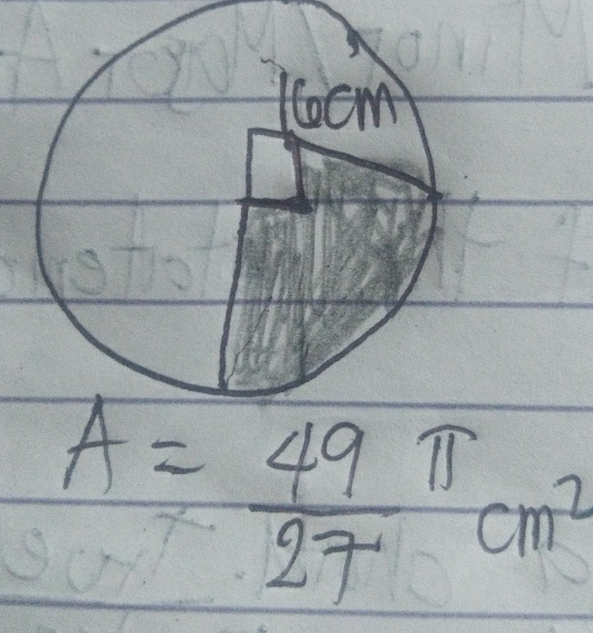 A= 49/27 π cm^2