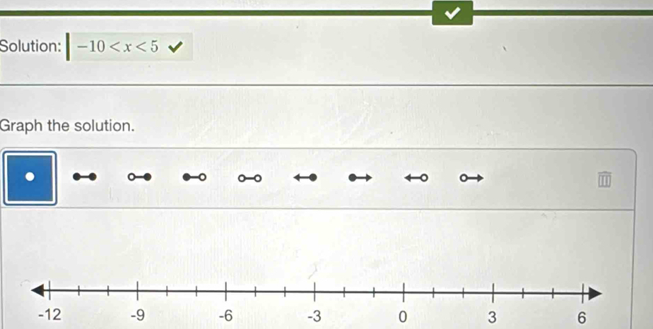 Solution: -10
Graph the solution. 
.