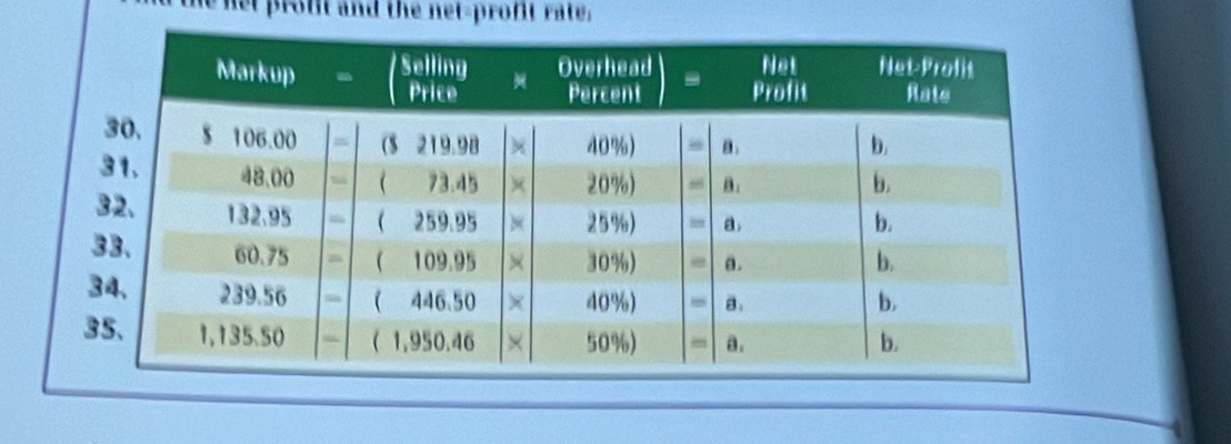 te net profit and the net-profit rate .