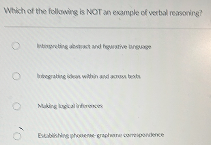 Solved: Which of the following is NOT an example of verbal reasoning ...