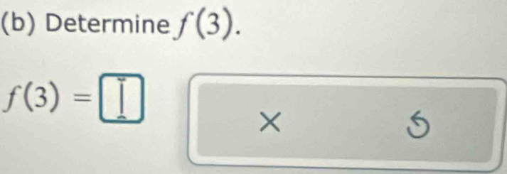 Determine f(3).
f(3)=□
×
5