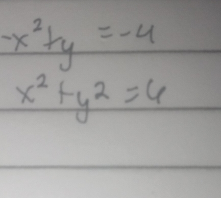 -x^2+y=-4
x^2+y^2=6