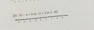 3 -2 -1
20) or -5+12n≤ -65