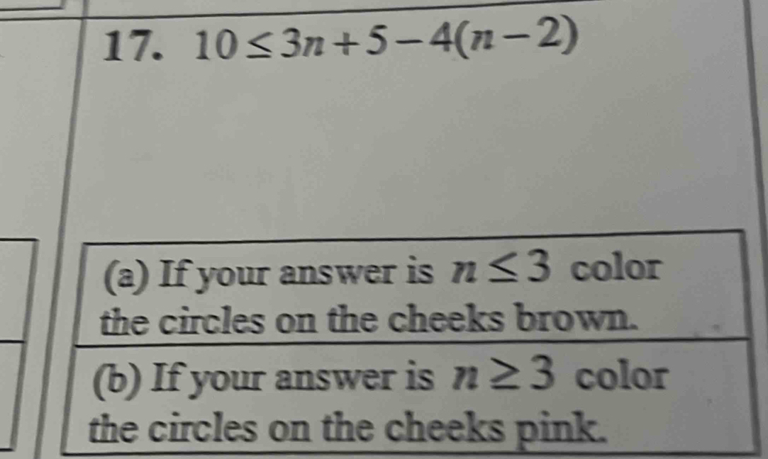 10≤ 3n+5-4(n-2)