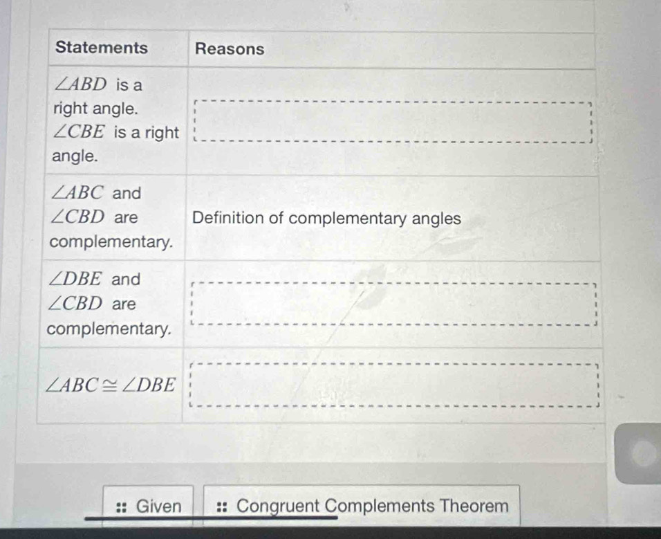 Given Congruent Complements Theorem