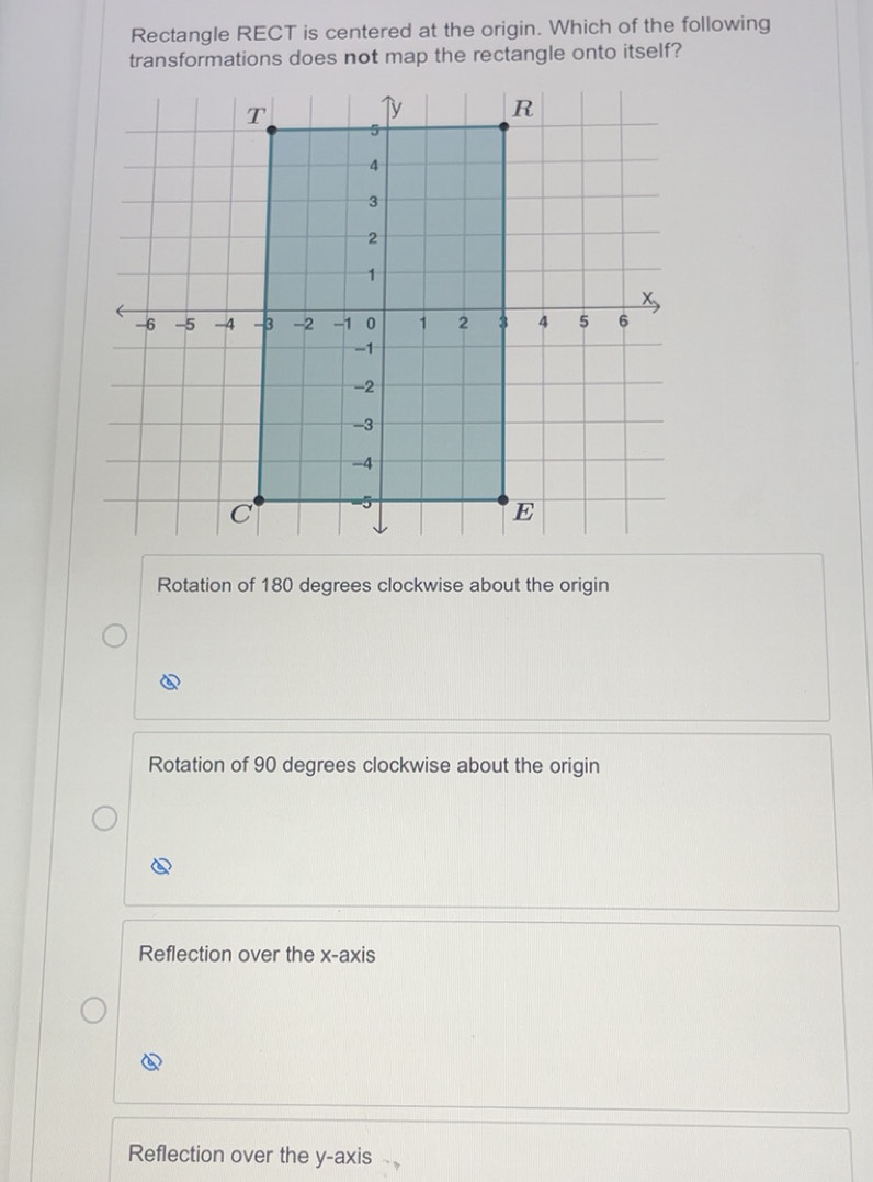 Solved: Rectangle RECT is centered at the origin. Which of the ...