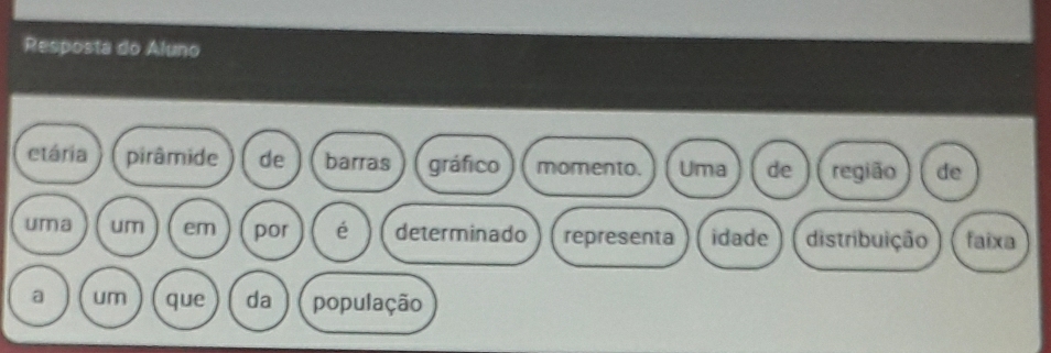 Resposta do Aluno 
etária pirâmide de barras gráfico momento. Uma de região de 
uma um em por é determinado representa idade distribuição faixa 
a um que da população