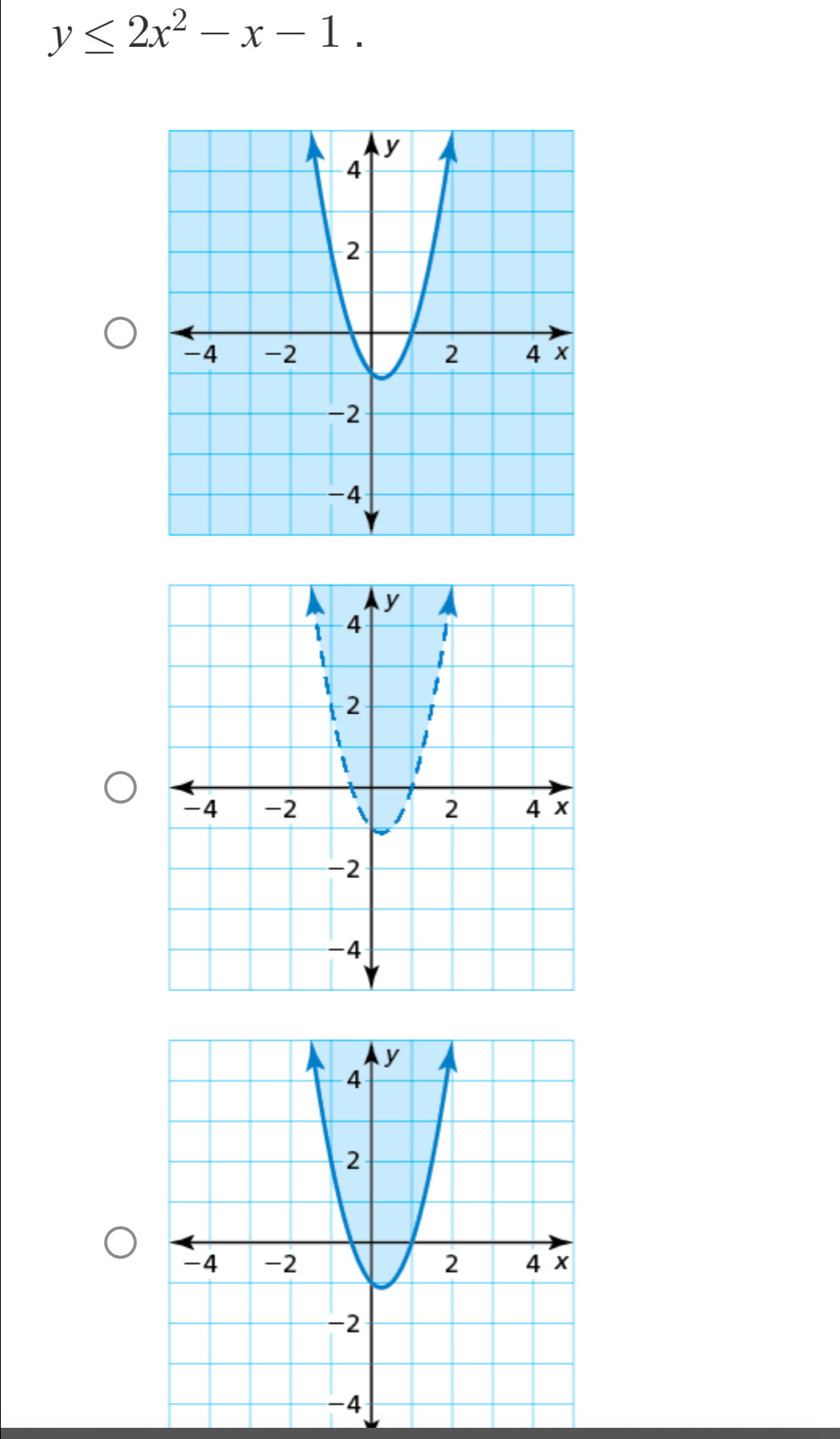 y≤ 2x^2-x-1.