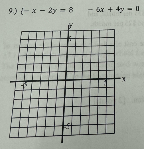 9.)  -x-2y=8 -6x+4y=0