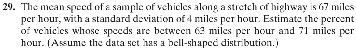 Solved: The mean speed of a sample of vehicles along a stretch of ...