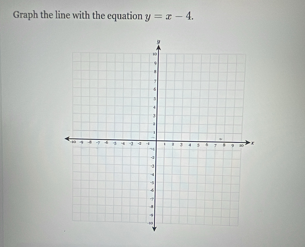 Graph the line with the equation y=x-4.