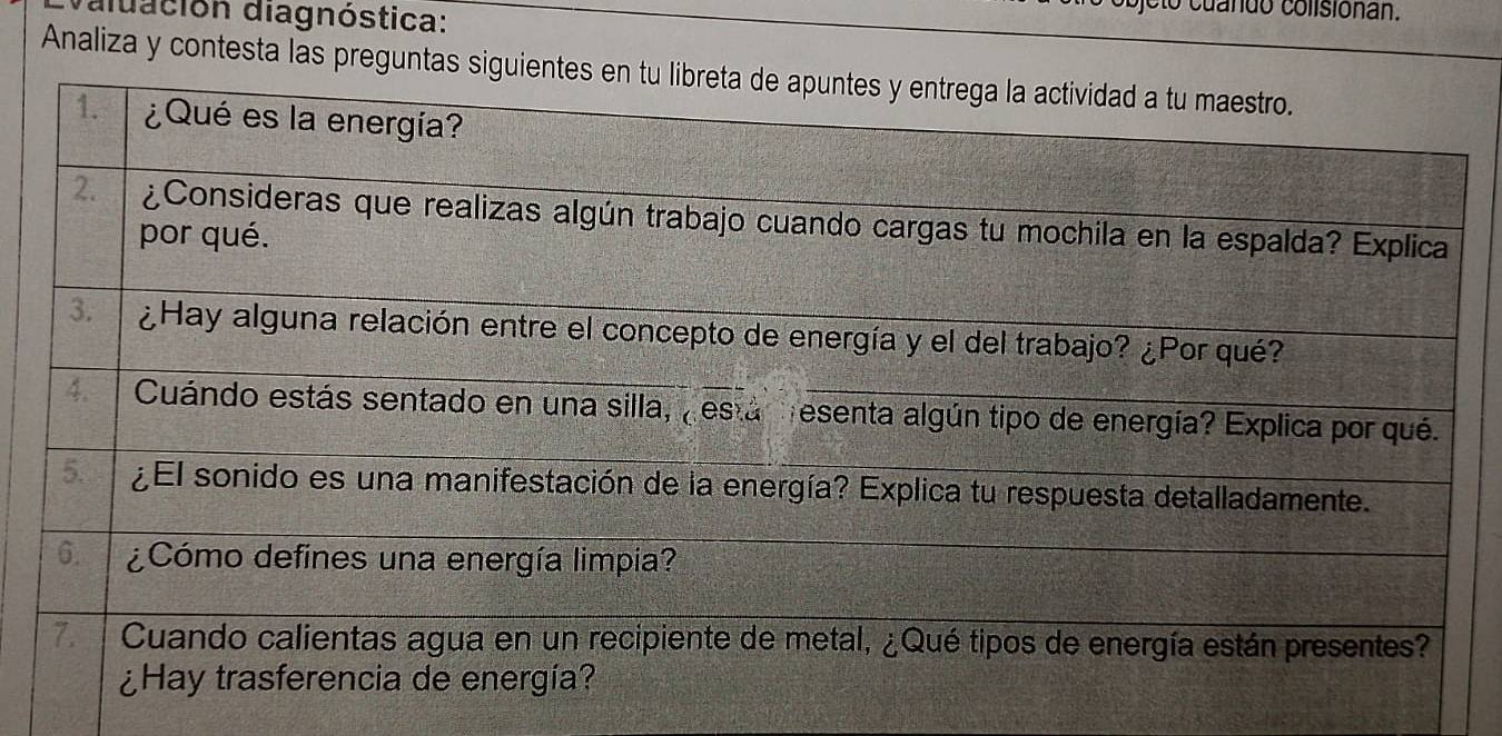 dación diagnóstica: 
cuando colisiónan. 
Analiza y contesta las preguntas sigu