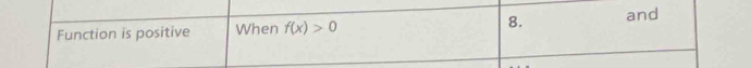 Function is positive When f(x)>0 8. and