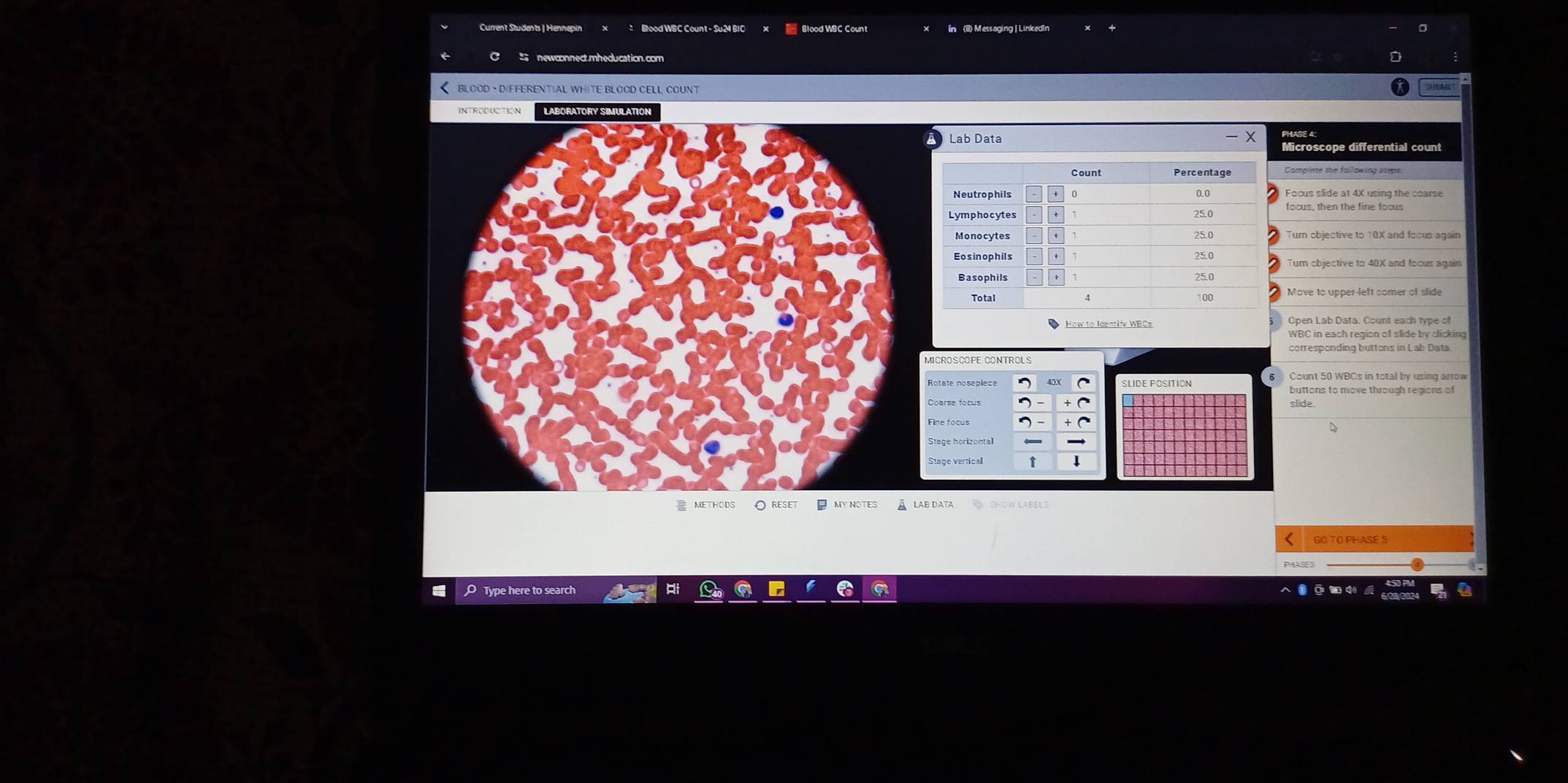 Solved: BLOOD ·D|FFERENT)AL WHITE BLOOD CELL COUNT Lab Data Microscope ...