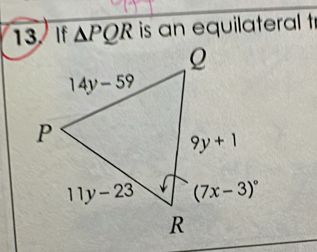 △ PQR is an equilateral t